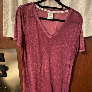 Victoria Secret pink sheer maroon tank top sz L